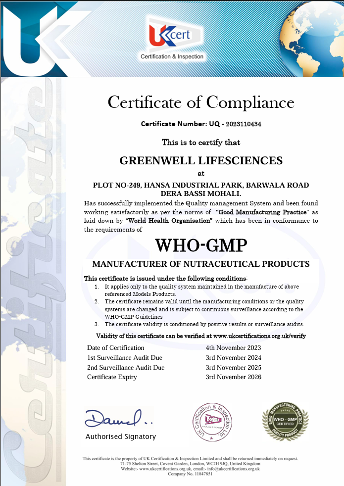 WHO GMP Certificate